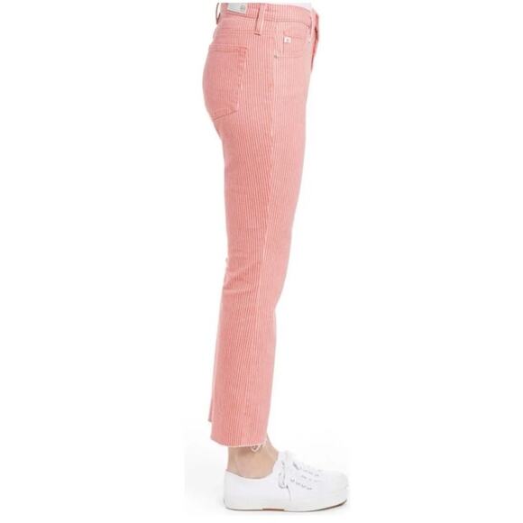 AG Adriano Goldschmeid Women’s Sz 29 Pink Stripe Flare Crop Jean Jodi Denim - Picture 3 of 16